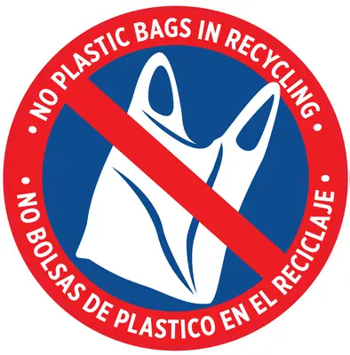 Recycling Label 4x4 - No Plastic Bags